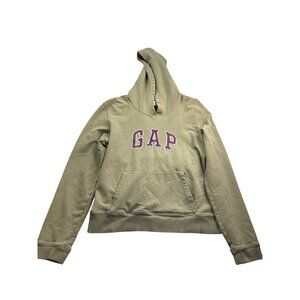 Vintage Y2K Gap Womens Hoodie Size M Olive Green Burgundy White Sweatshirt
